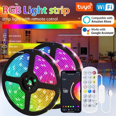 Tuya LED Strip Light WIFI APP Control 5050 RGB Led Lights Alexa Flexible Ribbon Lus Led 5V USB TV BackLight Room Decoration