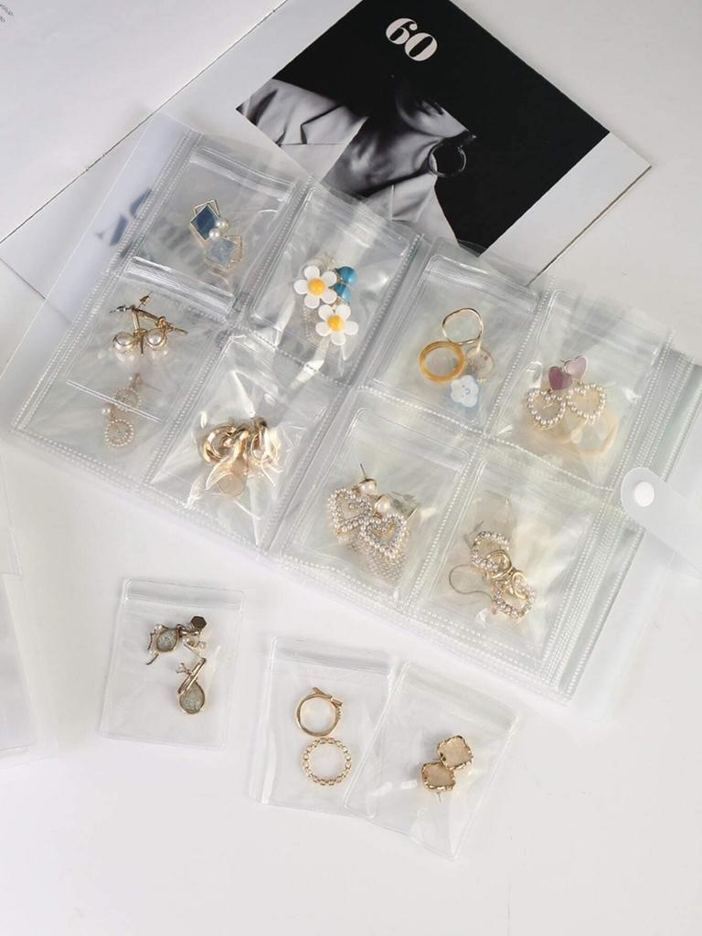Jewelry Storage Box Earrings Anti-Oxidation Ring Hand Decoration Transparent Dust Storage Bag Necklace Jewelry Book Sealed Bag