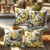 Short Plush Material Pillowcasefloral & Bird Decorative Pillow Covers: Yellow & White Delight Sofa Cushion Cover Home Room Decor