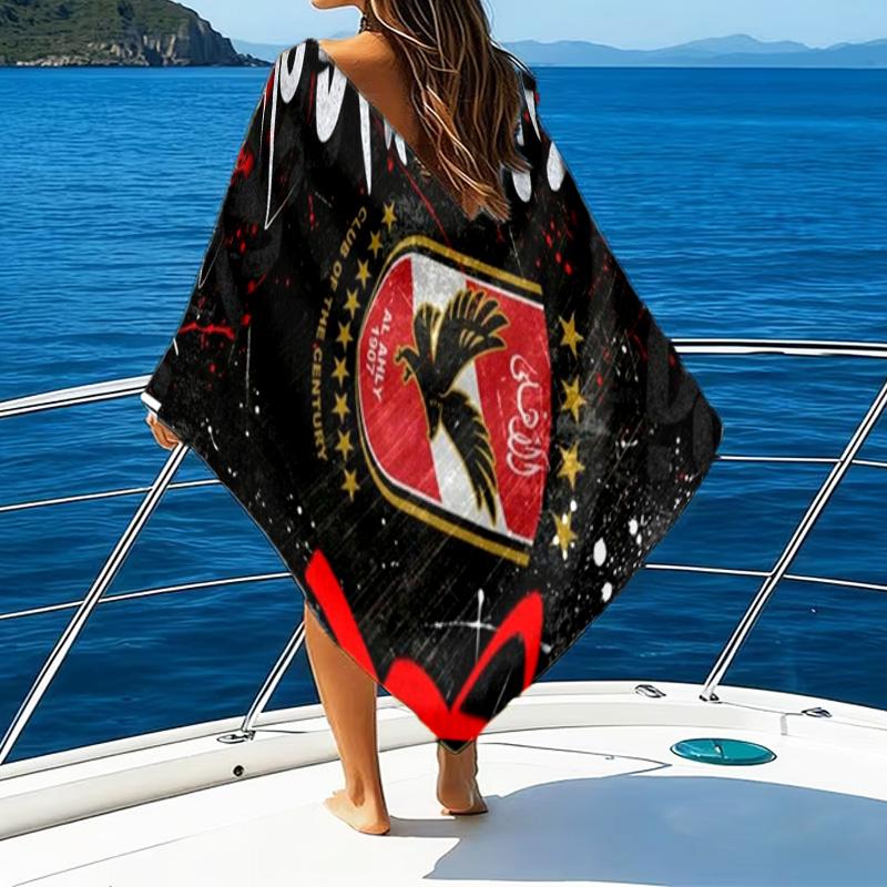 Ahly Football Club Printed Beach Towel, Super Soft Microfiber, Perfect Gift Birthday, for Pool, Beach, Travel, for Family and Friends