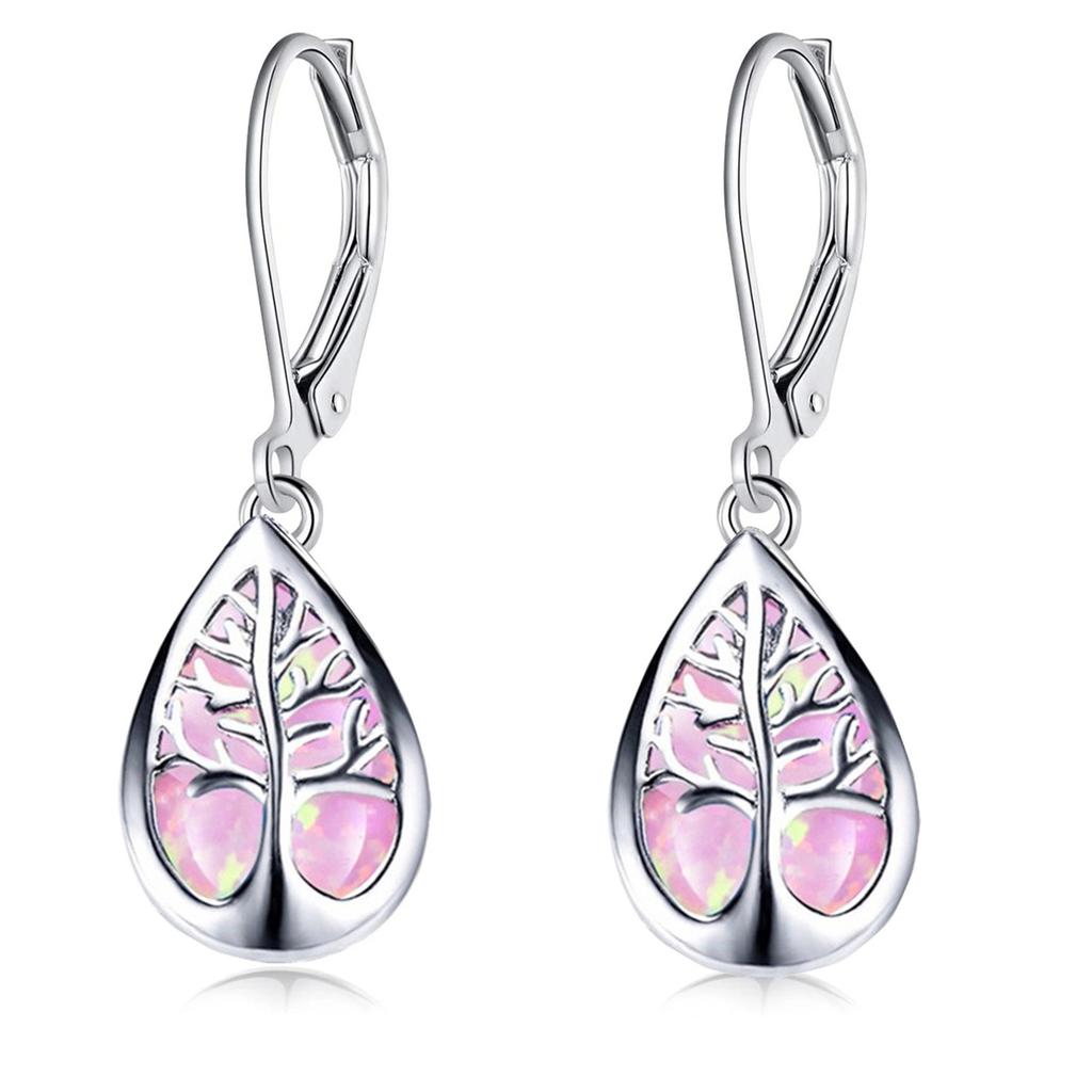 Modne Długie Wiszące Kolczyki Drzewo Życia Dla Kobiet Boho Imitacja Niebieskiego Ognistego Opala femme Biżuteria Statement Akcesoria Prezenty