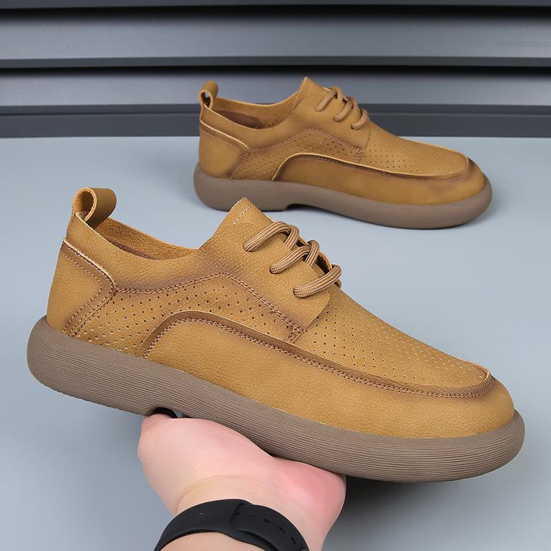Spring and Summer New Men's Shoes Breathable Retro Leather Shoes Men's Comfortable Trend Versatile Casual Shoes
