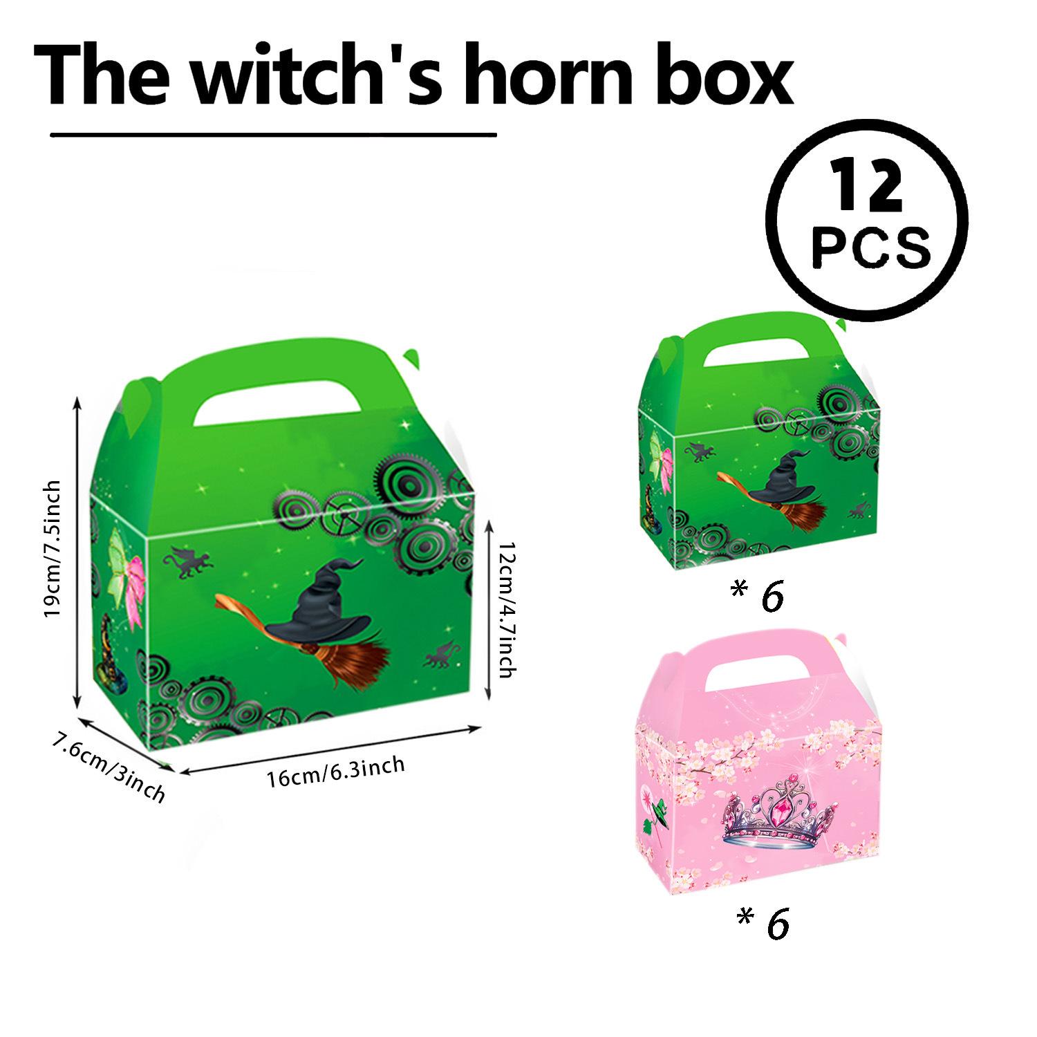 

Horn Box Gift Box Party Supplies Birthday Decorations Candy Box Arrangement Props Party Dessert Burger Box Witch Horn Box 12pcs