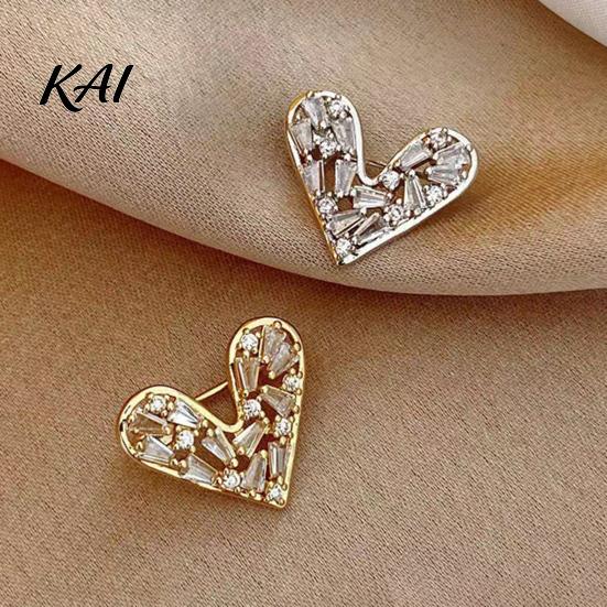 Alloy Coat Brooches Mini Love Heart Brooch Pin, Silver Golden Plated Shape Romantic Jewelry Lapel Hats Bags Scarves Clothes Decorative Accessory