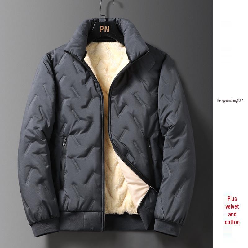 Men's Winter Cotton Jacket with Velvet Lining - Thick, Warm Lambswool Parka