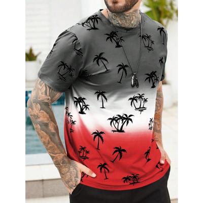 Manfinity RSRT Herren-T-Shirt mit Rundhalsausschnitt, kurzärmelig, Sommer, Palmen-Print