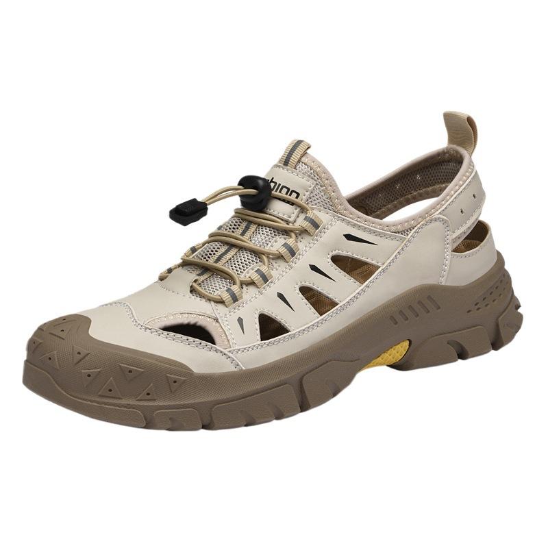 Live Broadcast New Summer Men's Bag Head Sandals Breathable Explosion Casual Large Size Beach Shoes Hollow Mesh Shoes