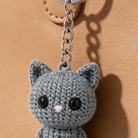 Keychain Pendant 3D Crochet Key Chain Cat Charm Mini