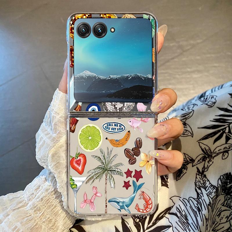 

Jellyfish Ocean Patterned Phone Case For Motorola Razr 60 Ultra Razr 50 40 Ultra 60 50 40 Clear Shockproof Hard PC Folding Cover Motorola Razr 60