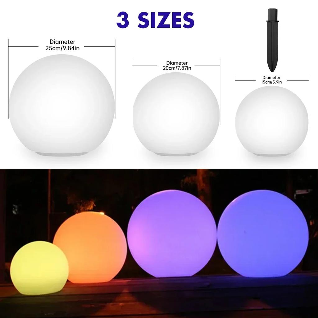 Solar Ball Lights Outdoor Waterproof,16 RGB Color Remote Changing ,Garden Landscape Lighting w/ Stakes for Yard Patio Pathway