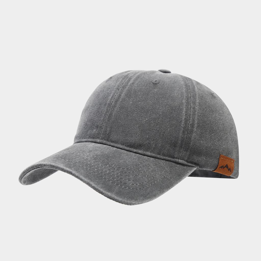 Fashion Hat Vintage Washed Cotton Baseball Cap Side Peak Leather Label Cap Casual Versatile Sun Hat Tide