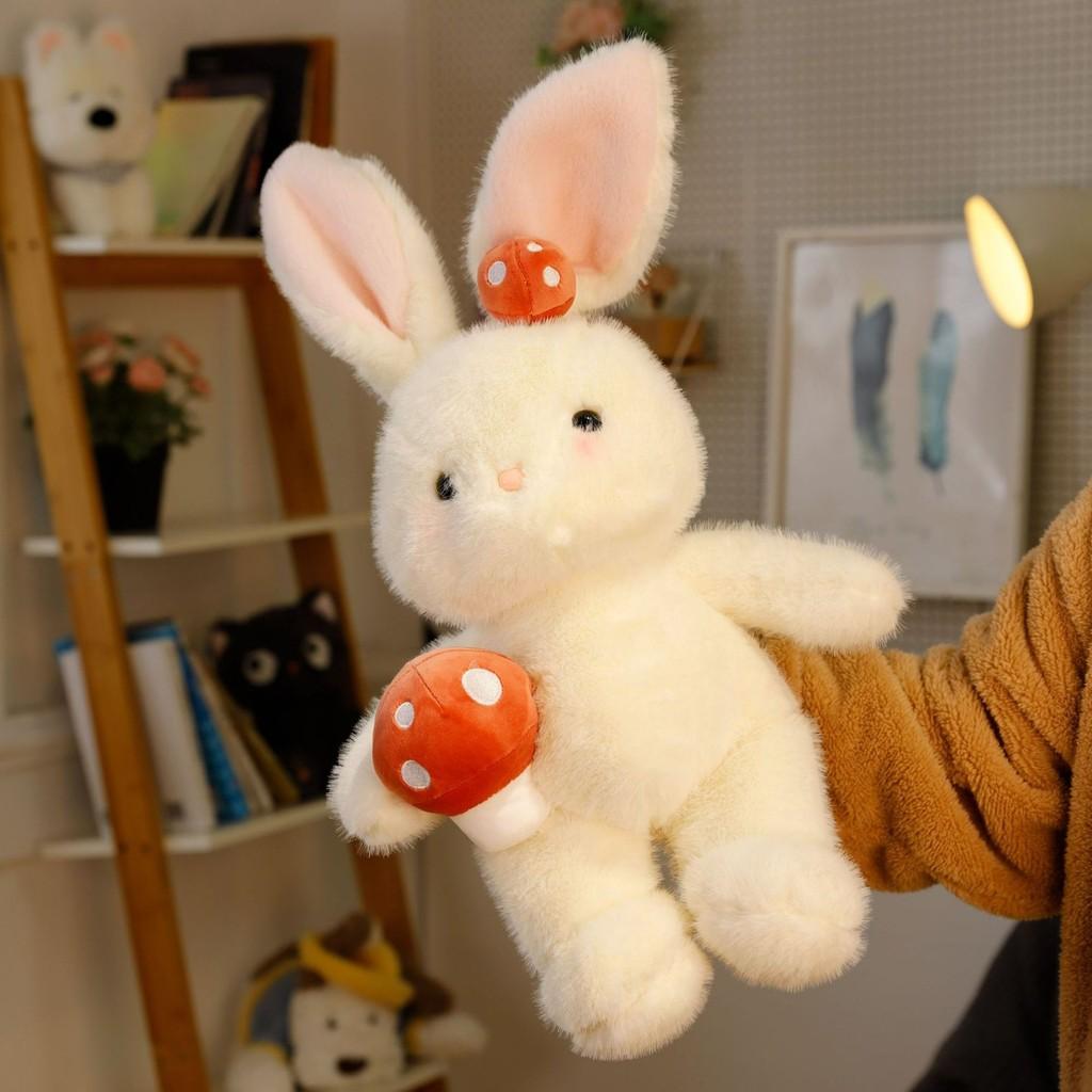 Plush Mushroom Bunny Rabbit Doll White Stuffed Animal Birthday Gift Decoration
