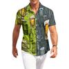 Camicia Casual da Uomo a Maniche Corte con Bottoni e Stampa Festival della Birra Tessuto Leggero Traspirante Vestibilità Rilassata Top Estivo