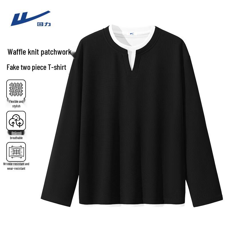 Warrior Men s Waffle Faux Two-Piece Long Sleeve T-Shirt XL
