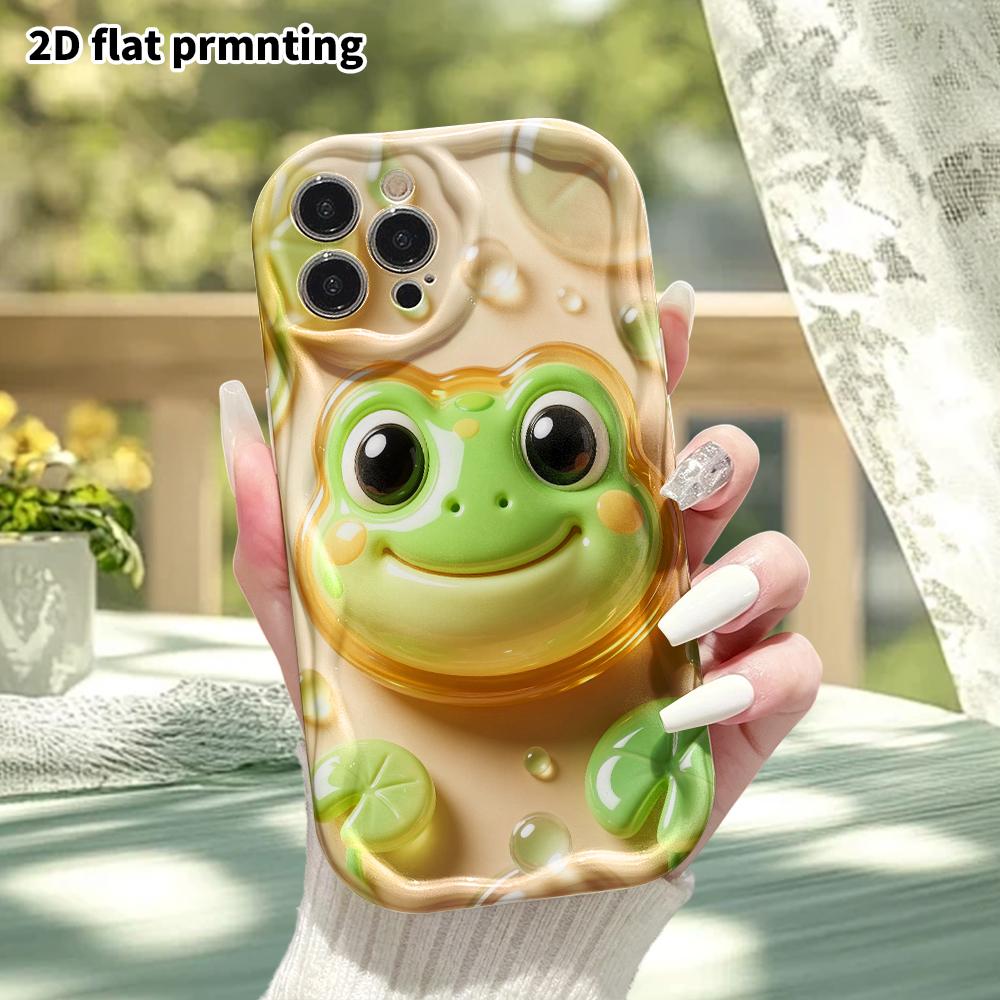 Phone Case: 2D flat design suitable for iPhone 18 17 16 15 14 13 Pro protective case, jelly little frog head, perfect Christmas and Halloween holiday