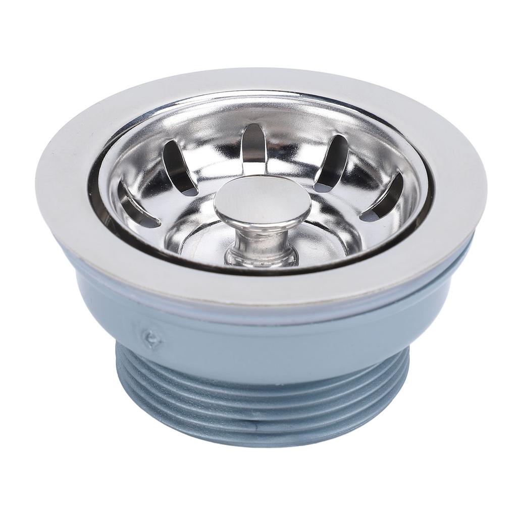 Sink Drain Assembly Mirror Polished RV Stainless Steel Kitchen Drain with Strainer Stopper for Sink with 52mm Opening