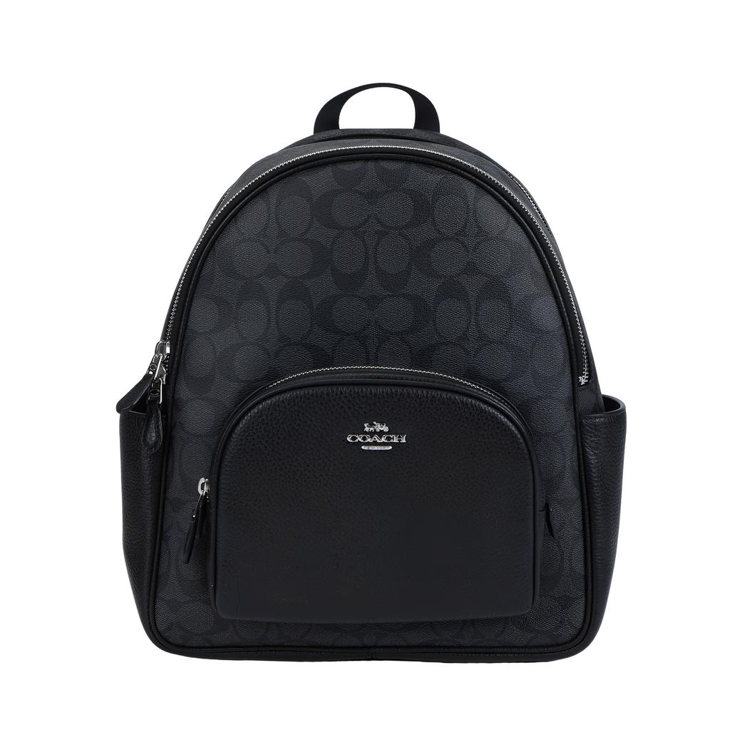 COACH Canvas With Leather Backpack Medium Unisex Black 5671-SVTSQ