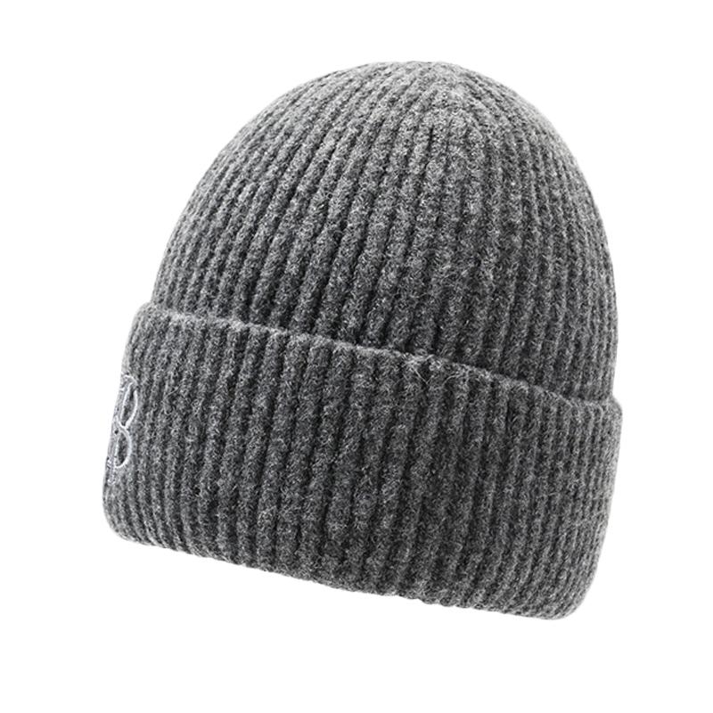 Autumn Winter Men's Hat Knitted Velvet Warm Cap Outdoor Young and Middle-Aged Wind-Proof Cap