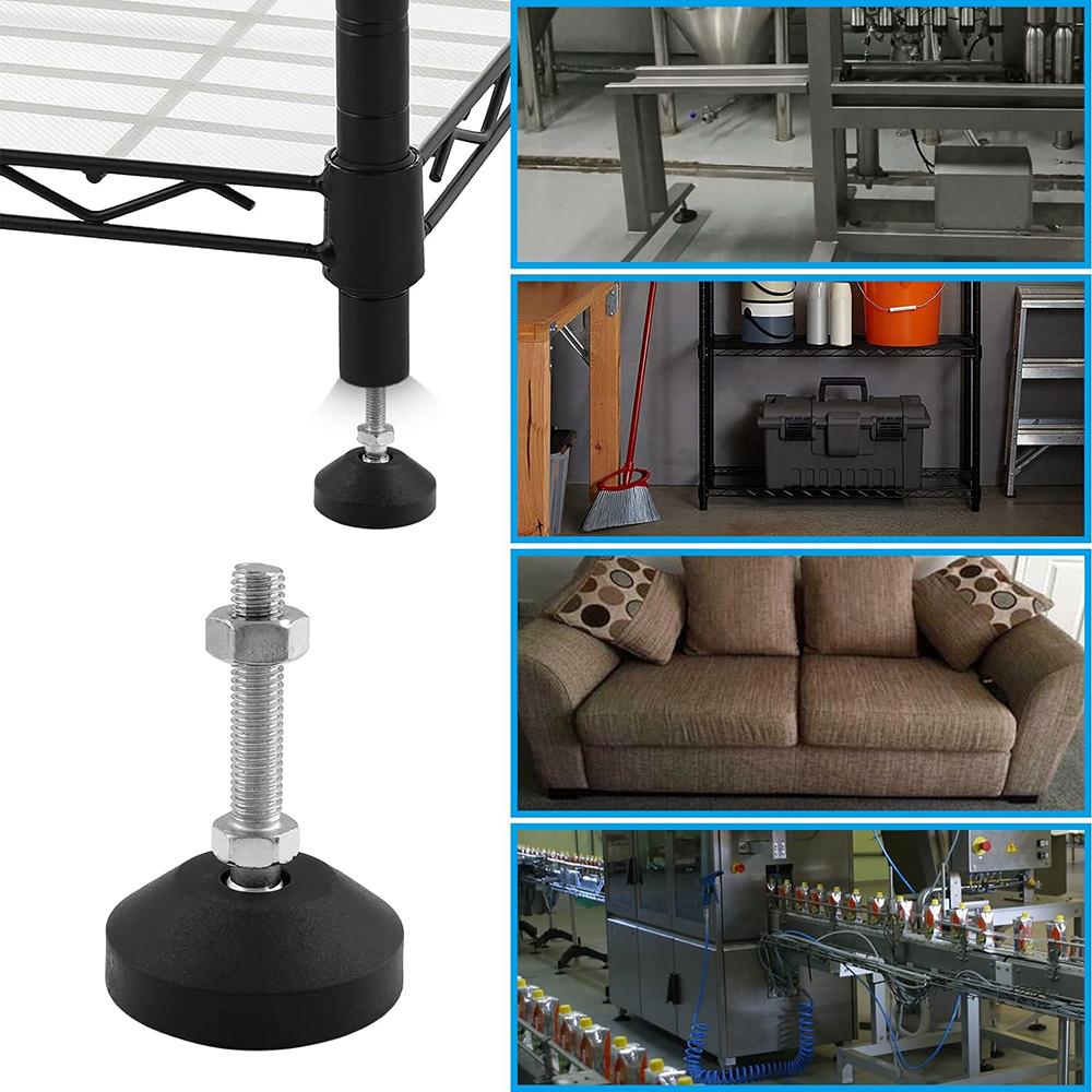 4Pcs Adjustable Levelling Feet Furniture Pads Diameter 50mm Nylon Base Universal Joint Threaded M12x50mm for Table Chair Stand