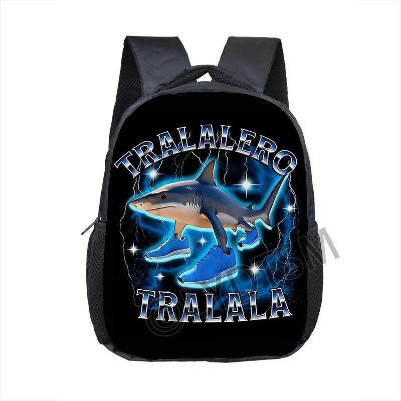 Kids Baby Cartoon School Bags 16inch Funny Italian Brainrot Small Backpack for 5-10 Years Old Tralalero Tralala Children Bookbag