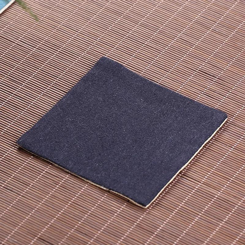 Cotton and Linen Kung Fu Tea Coasters Simple Solid Color Square Coaster Anti-scald Absorbent Heat Insulation Mat Home Mats