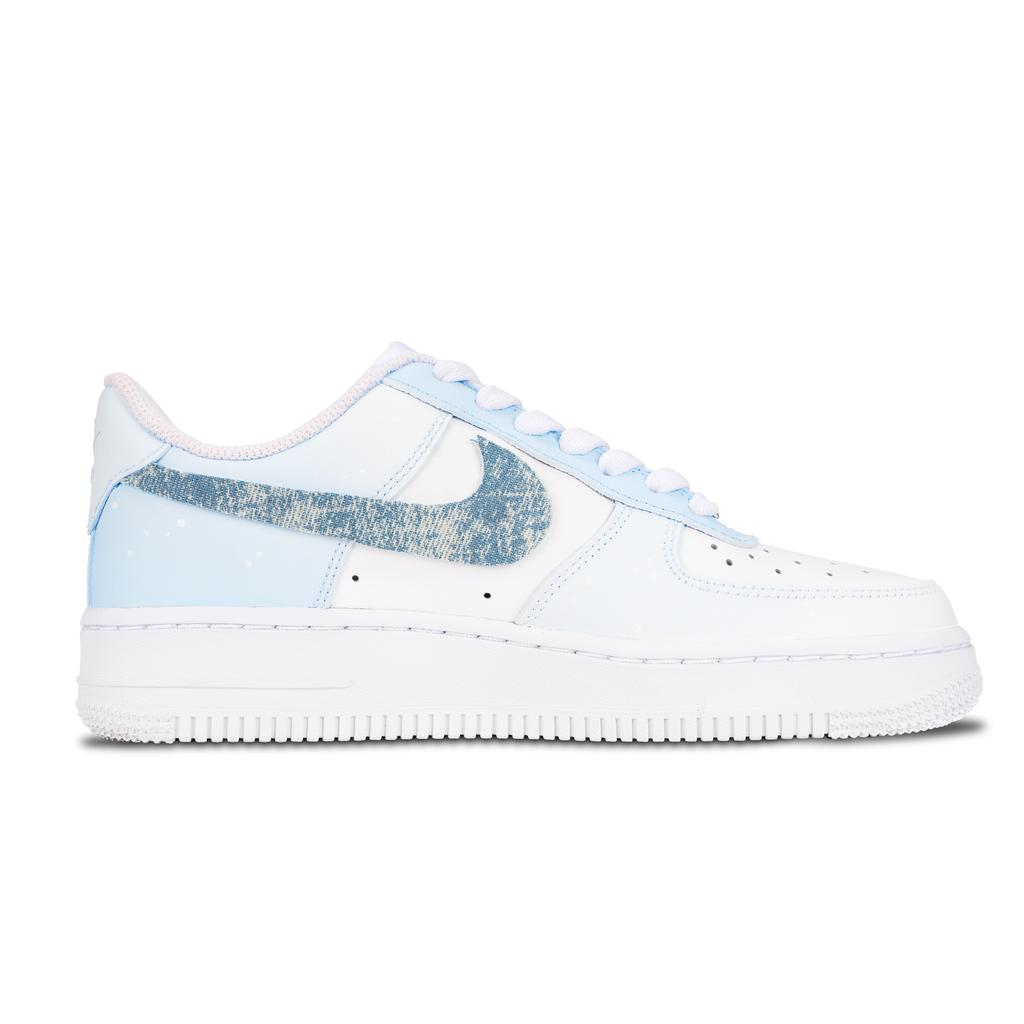 Nike Air Force 1 Small Flower Love Slip Resistant Abrasion Resistant Low Top Skateboard Shoes Women's White Blue DD8959-100(Team-969) 