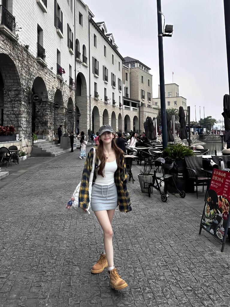 2026 Spring Korean Style Women's Gray Sporty High Waist Skirt - Casual Hip Wrap Sweatshirt Dress