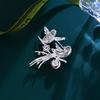 Light Luxury Double Magpie Golden Silk Bird Gold Plated Celebrity Style Brooch Suit Dress Decorative Pin Brooch