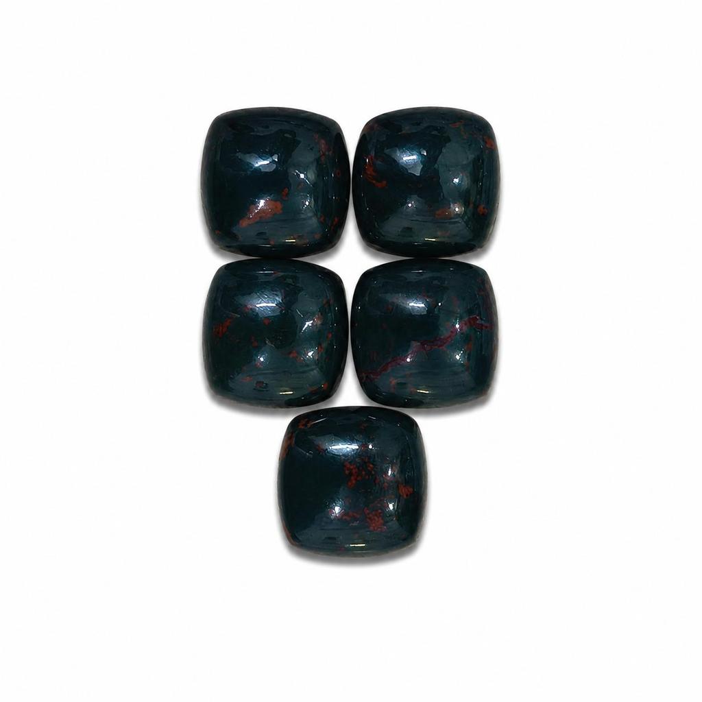 Natural Bloodstone Cushion Cabochon 14mm, AAA Bloodstone Gemstone, Cushion Shape Loose Cabochon for Jewelry Making, Dark Green Bloodstone