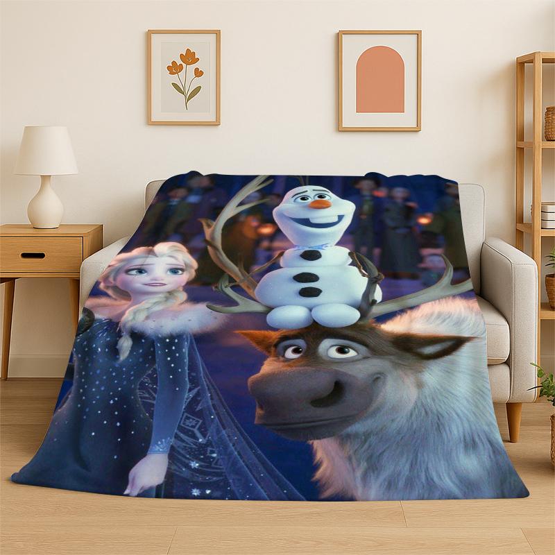 Cartoon Frozen Elsa Anna Princess Girl Flannel Blanket Soft Warm Throw Blanket for Bedroom Living Room Bed Travel Picnic Kid