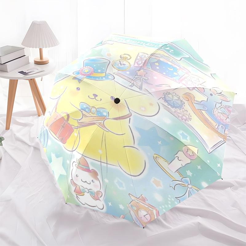 1pc Pomkompurin Automatic Opening/Closing Umbrella with Portable Tri-Fold Design, 8-Bone Iron Frame, Outdoor Use, Festival Gift Suitable for Fans, Tra