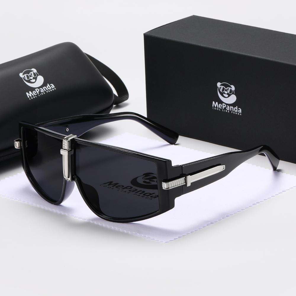 

MePanda Модные солнцезащитные очки для путешествий унисекс в большой интегрированной оправе, UV400 серый/чёрный