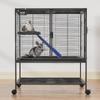 36" Metal Small Animal Cage 2-Tier Rolling Ferret Cage with Tray A Ramp
