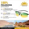 Polarized Pochromic Sunglasses Men Aluminum Magnesium Frame Top Lens Driving Day and Night Vision Goggles Sun Glasses