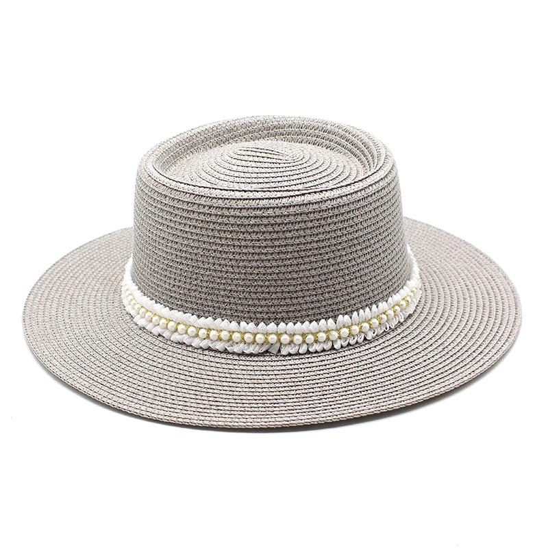 Ladies Pearl Lace Top Hat Outdoor Leisure Beach Hat Simple Personality Sun Hat