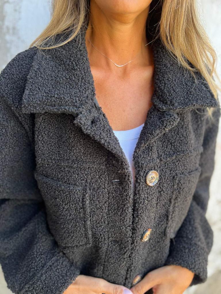 2024 Autumn/Winter Turn-Down Collar Single-Breasted Lambswool Coat