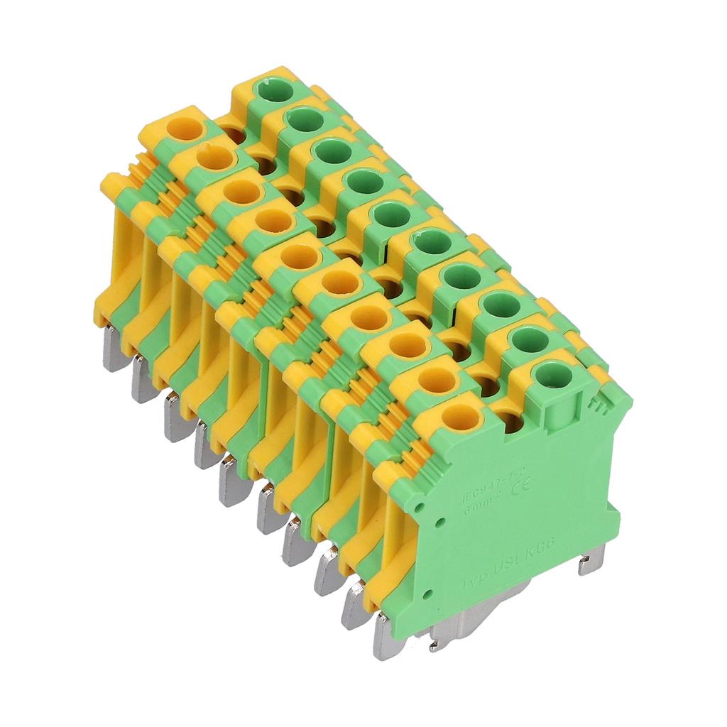 50Pcs DIN Rail Mount Terminal Grounding Terminals Block for Electrical Connections USLKG‑6
