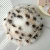 Leopard Print Faux Fur Bucket Hat Imitation Fur Fisherman Hat Cute Winter Hat  Outdoor Wear