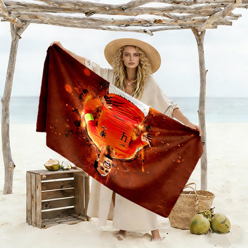 Football Player Celebration Beach Towel Super Soft Microfiber Quickdry Fabric Comfortable Lightweight