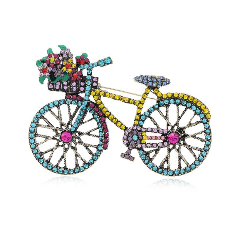 Color Diamond Bicycle Brooch Pin Women'S Clothing Accessories Bag Corsage