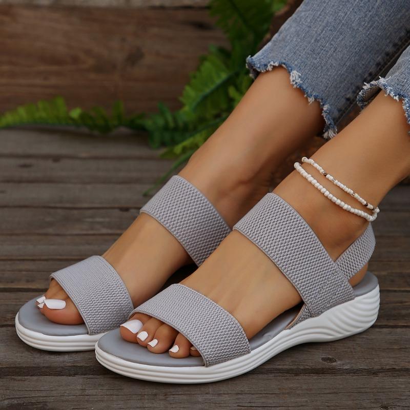 Zomer nieuwe sleehak antislip open teen sandalen voor buiten kantoor en winkelen ondiepe instappers dames slijtvaste platte schoenen 39 gray