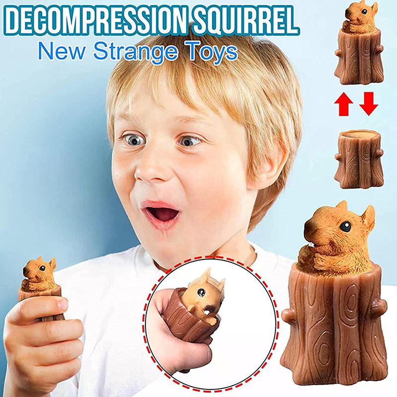 Squeeze Squirrel Cup Tree Stumps Rubber Children'S Toy Gifts