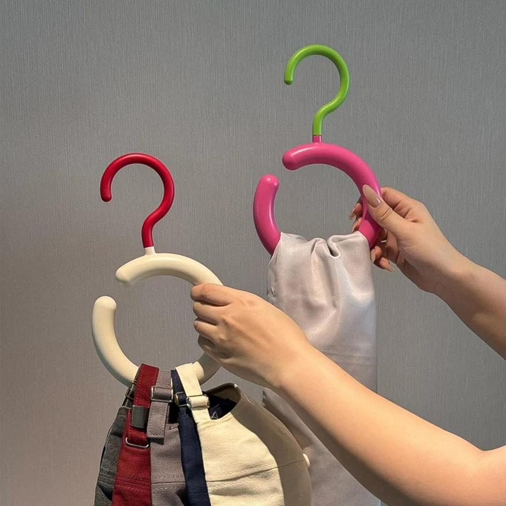 Round Ring Hooks for Bags and Hats, Non-marking, Non-slip Storage, Non-deformable, Rotatable Wardrobe Decorative Hooks