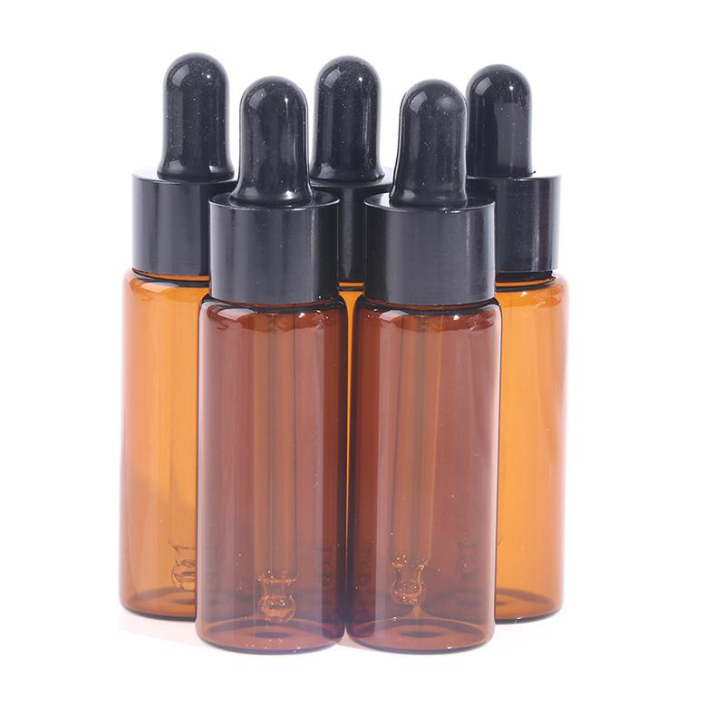 5Pcs/Lot Amber Glass Pipette Bottle Jars Cosmetic Perfume Essential Oil Bottles