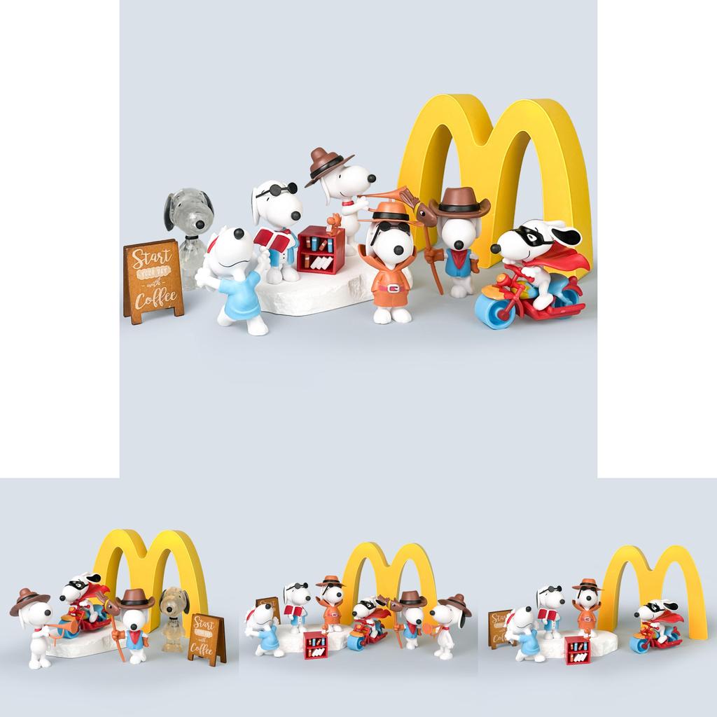 Snoopy Motorrad-Sammelfigur aus PVC, Kinderspielzeug zum Zusammenbauen für Fans