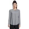 Pluviva Yoga Sports Long Hot Quick Women's Top, T-Shirt, Sleeve, Pilates, Running, Gym, Yoga, Cycling, Fitness, Drying, C012-gr-M