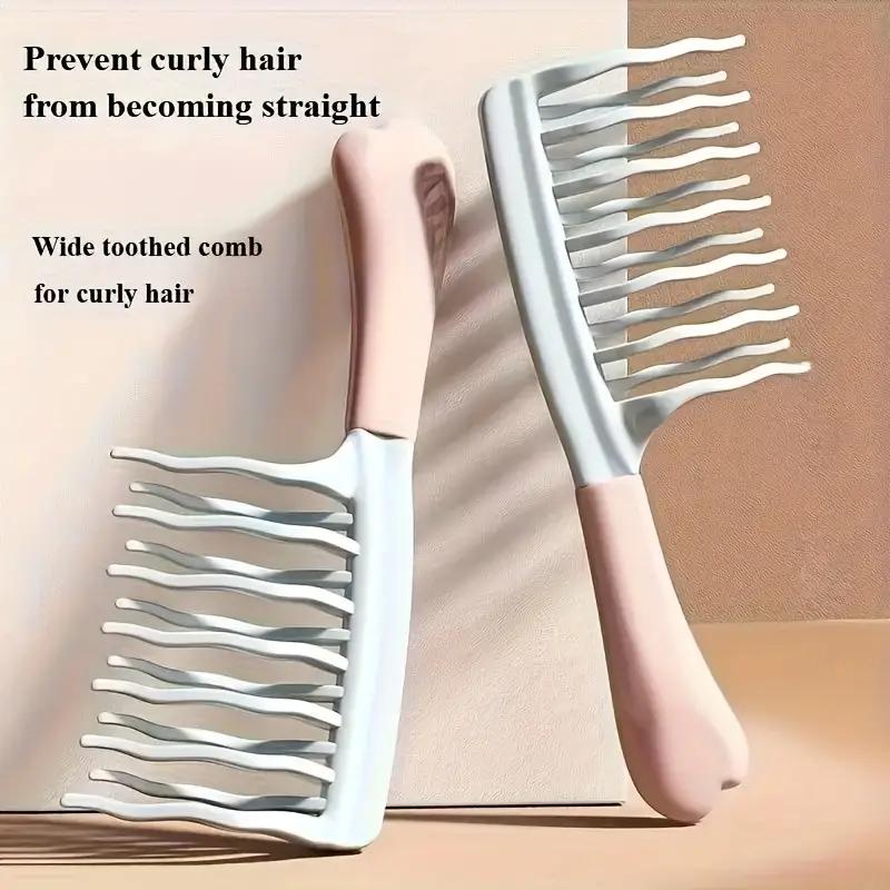 1PCS Double Row Wide Tooth Curling Comb Men and Women Rib Comb Scalp Massage Comb Hair Curly Hair Styling Comb Wool Curls
