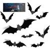 TDHDIKE Halloween Decorations Bats Wall Decor Halloween Party Decorations Indoor Outdoor Decor Supplies, 64 Pcs Reble PVC 3D Black Bats Stickers for