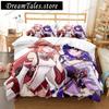 Genshin Impact Raiden Shogun 3D Printed Bedding Set Duvet Covers Pillowcases Comforter Bedding Set Bedclothes Duvet Cover741