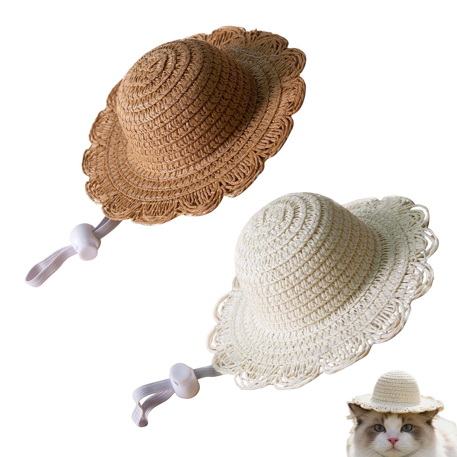 

Dog Straw Hat Breathable Puppy Headpiece Cat Summer Straw Hat for Pet Parents Animal Lovers Trainers Beach Park Walking Hiking белый